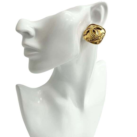 CHANEL Vintage Gold Logo Earrings